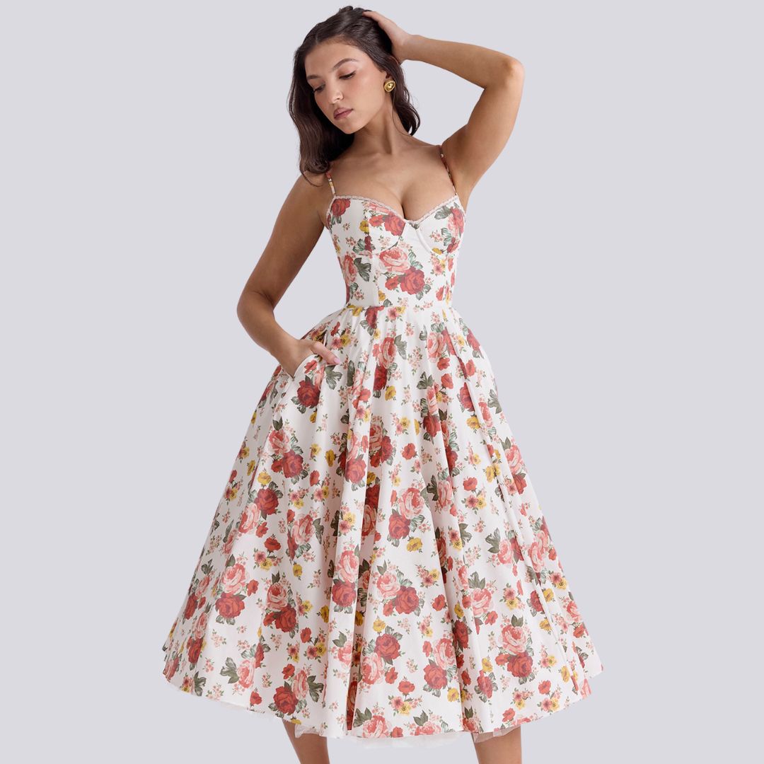 V-Neck A-Line Wedding Guest Maxi Dress for Women