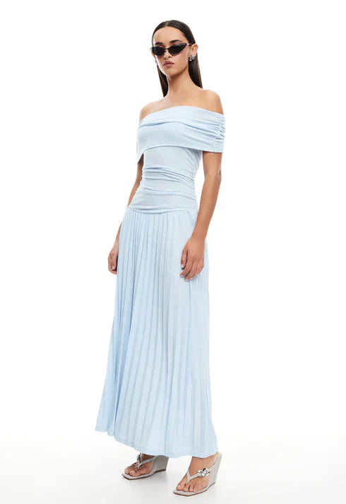 Off-Shoulder Pleated Maxi Dress Wedding Guest for Women