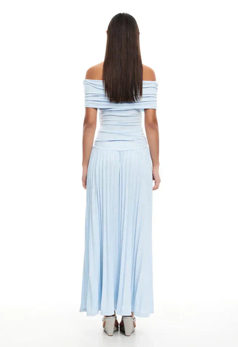Off-Shoulder Pleated Maxi Dress Wedding Guest for Women