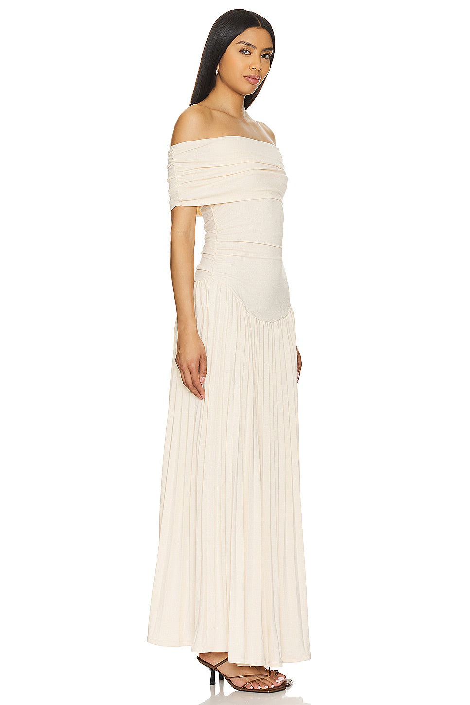 Off-Shoulder Pleated Maxi Dress Wedding Guest for Women