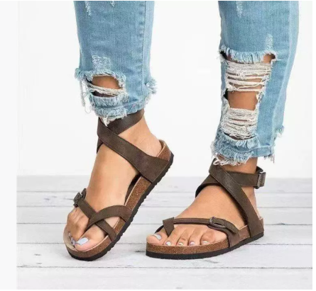 Open Toe Flat Sandals with Toe Loop for Women