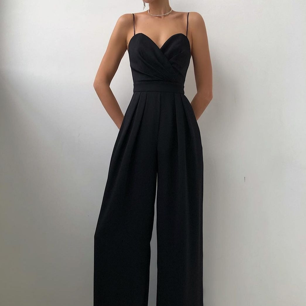 Wide Leg Sweetheart Neckline Jumpsuit for Women
