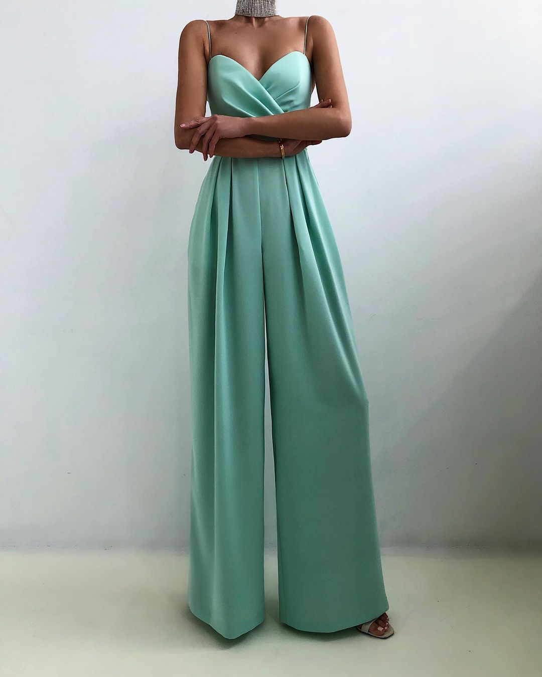 Wide Leg Sweetheart Neckline Jumpsuit for Women