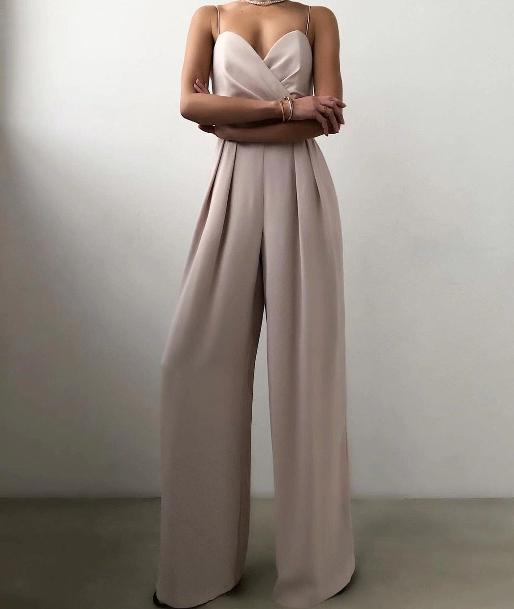 Wide Leg Sweetheart Neckline Jumpsuit for Women