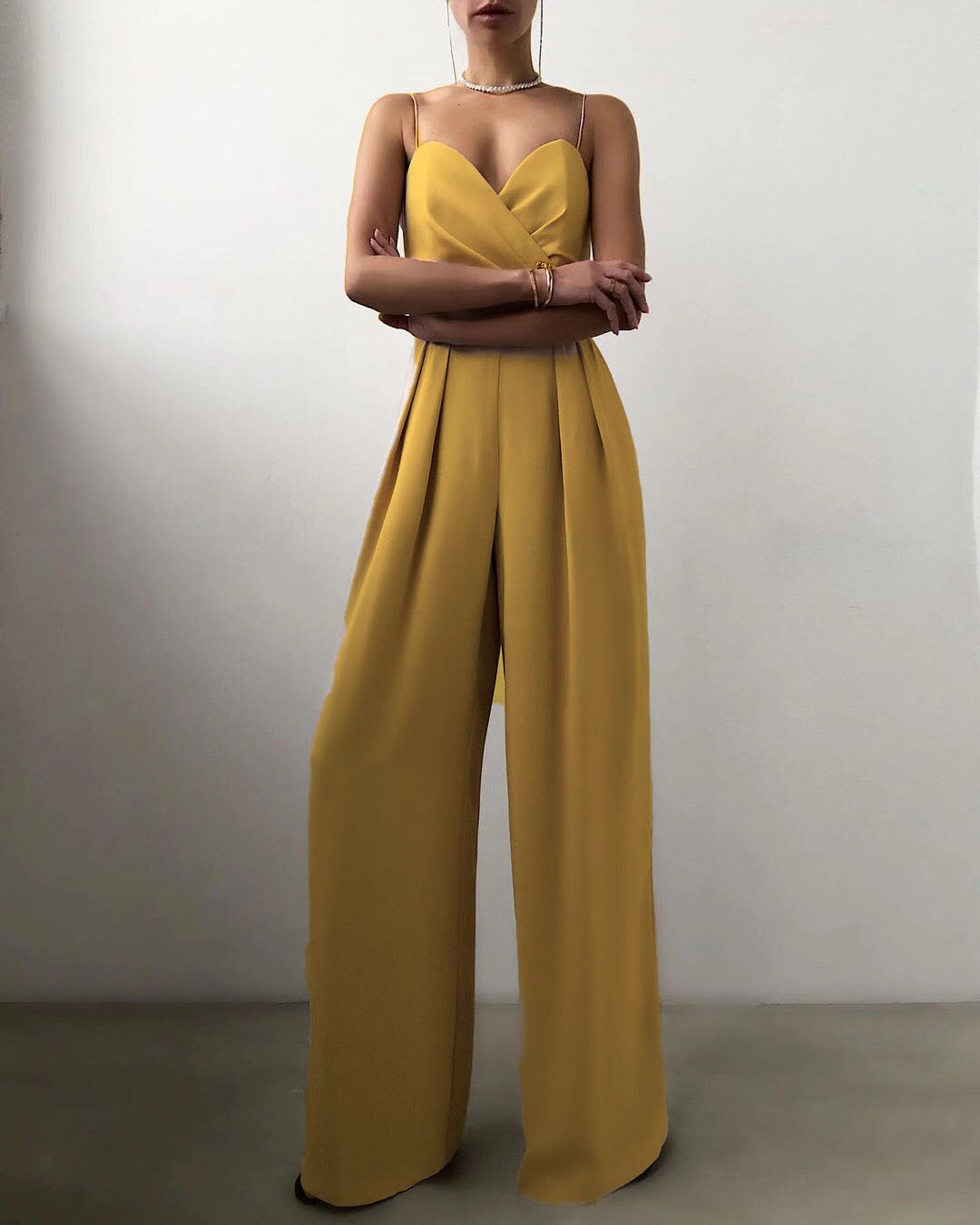 Wide Leg Sweetheart Neckline Jumpsuit for Women