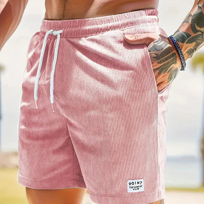 Ribbed Drawstring Casual Shorts for Men
