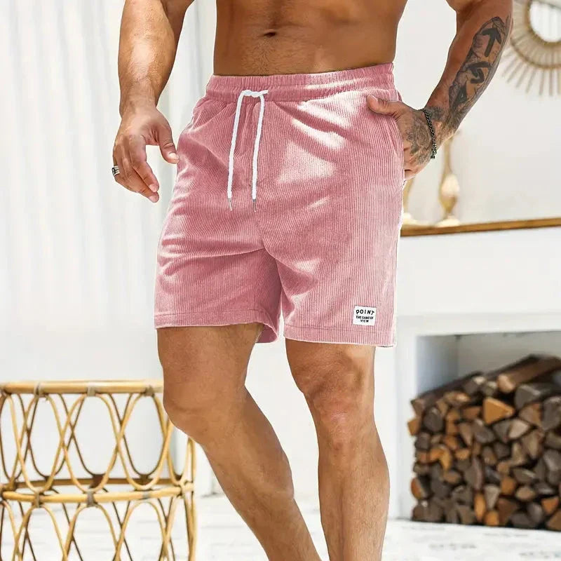 Ribbed Drawstring Casual Shorts for Men