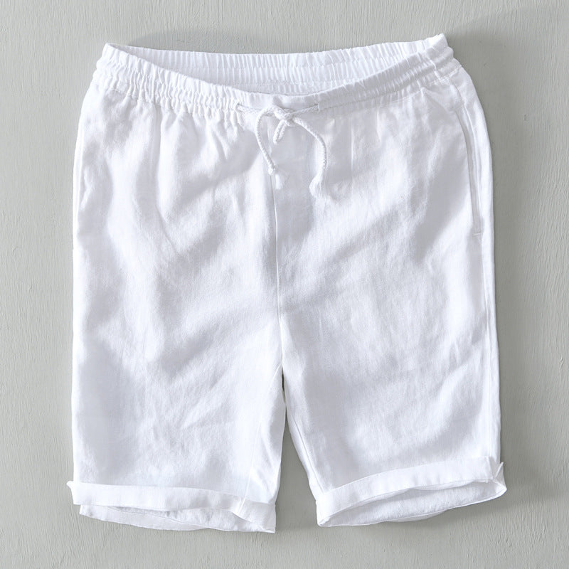 Linen Rolled Cuff Shorts for Men