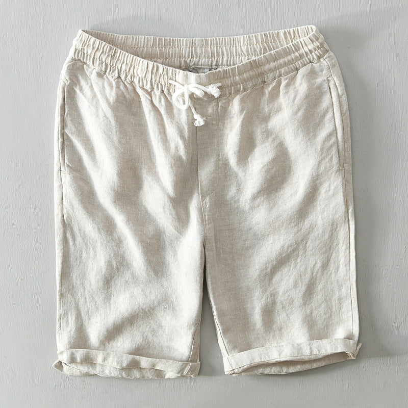 Linen Rolled Cuff Shorts for Men