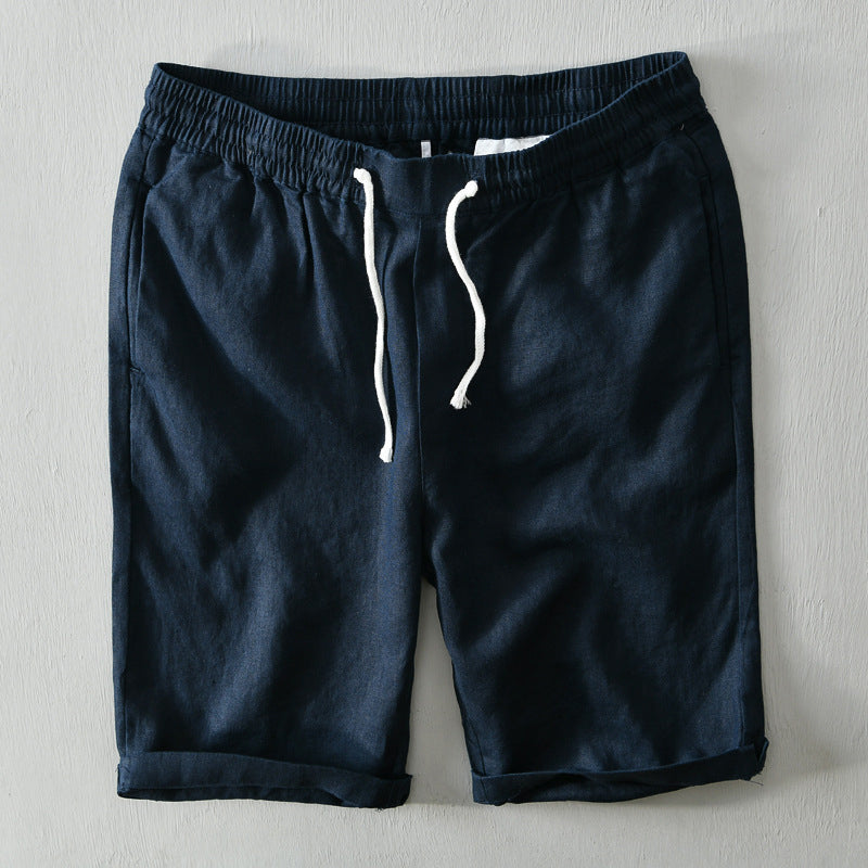 Linen Rolled Cuff Shorts for Men