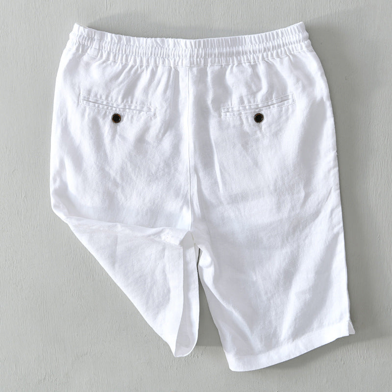 Linen Rolled Cuff Shorts for Men