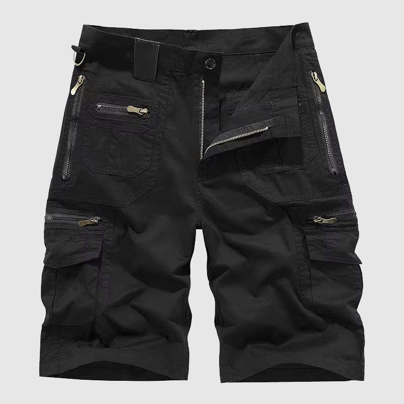 Straight Leg Cargo Shorts with Zip Pockets for Men