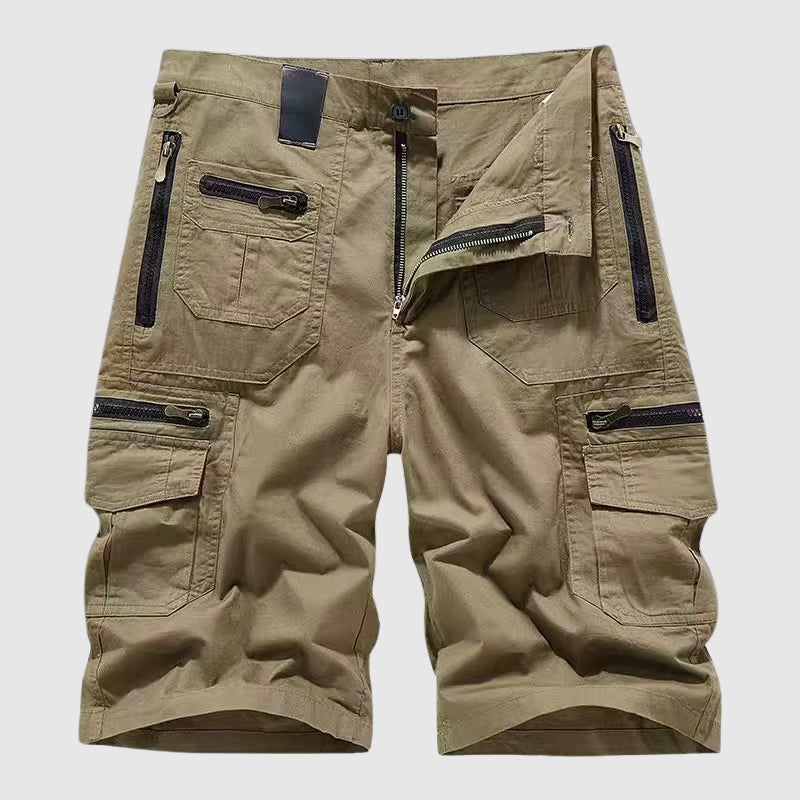 Straight Leg Cargo Shorts with Zip Pockets for Men