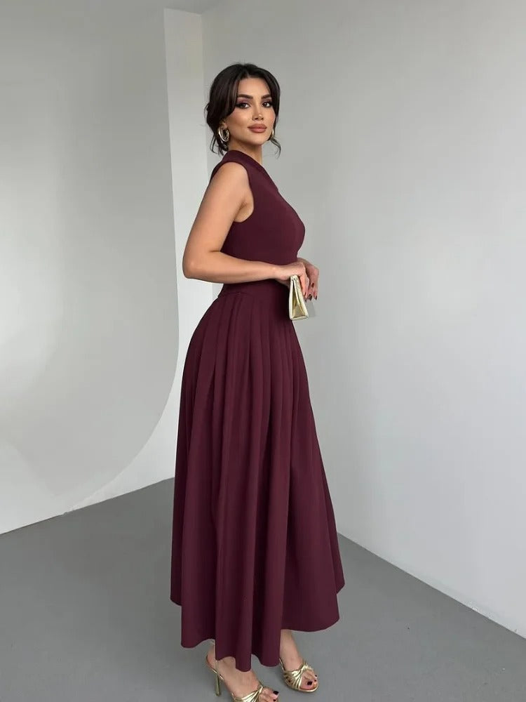 Draped One-Shoulder Maxi Dress for Women