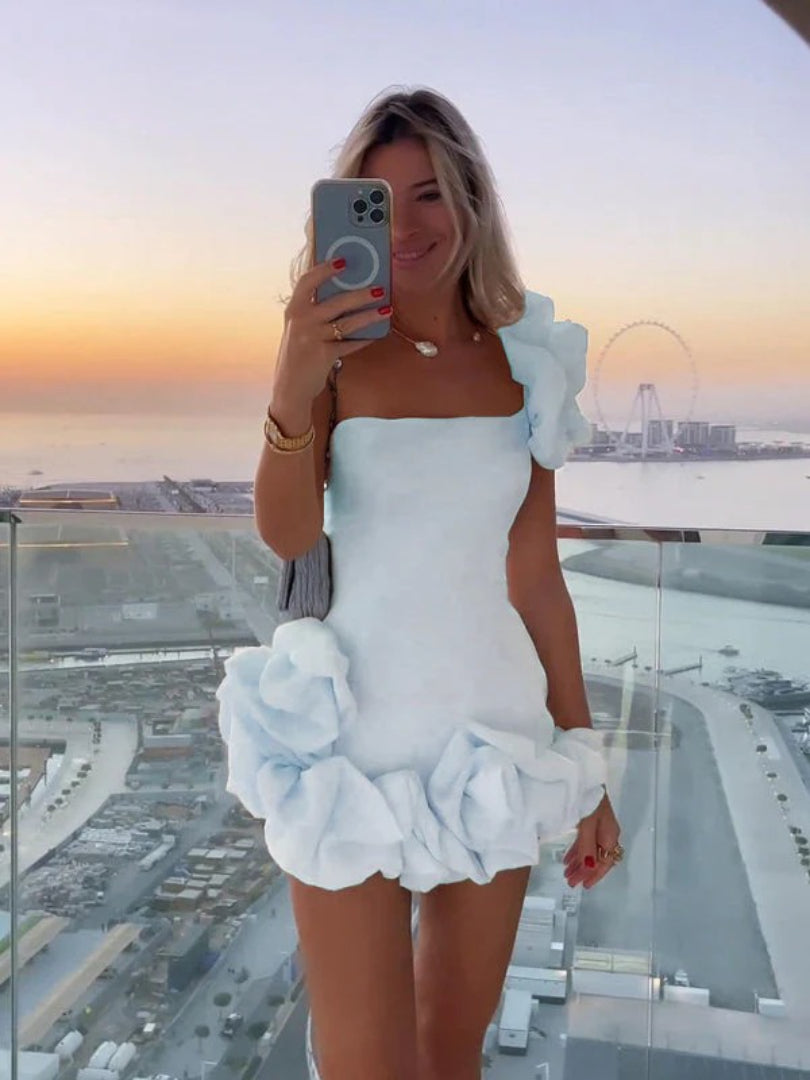 Off-Shoulder Ruffle Hem Mini Dress for Women