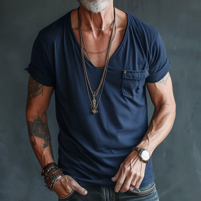 V-Neck Short Sleeve T-Shirt for Men