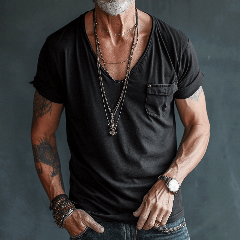 V-Neck Short Sleeve T-Shirt for Men
