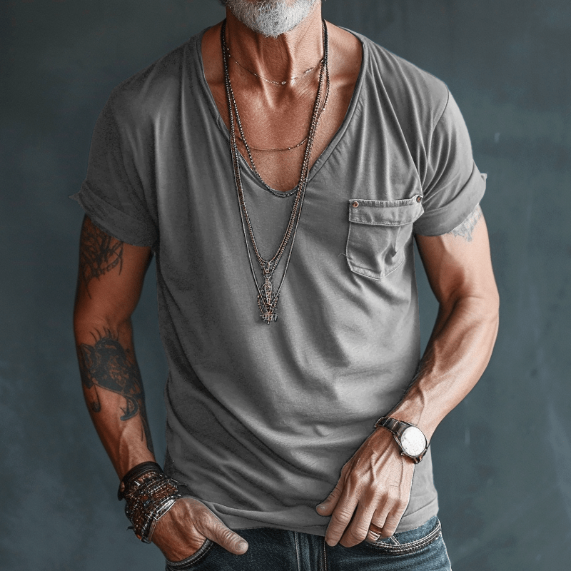 V-Neck Short Sleeve T-Shirt for Men