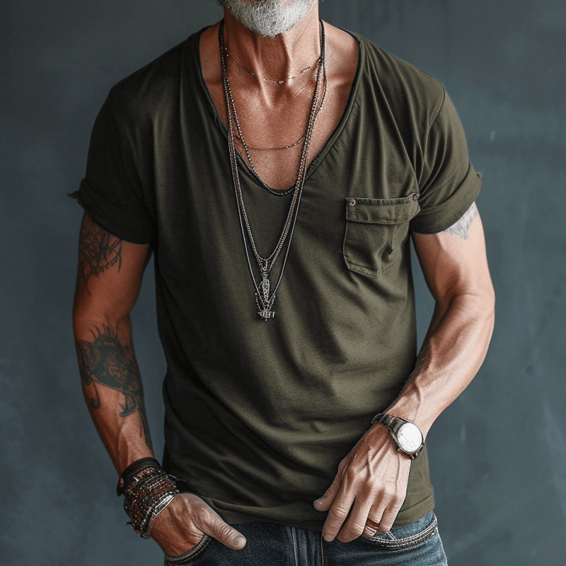 V-Neck Short Sleeve T-Shirt for Men