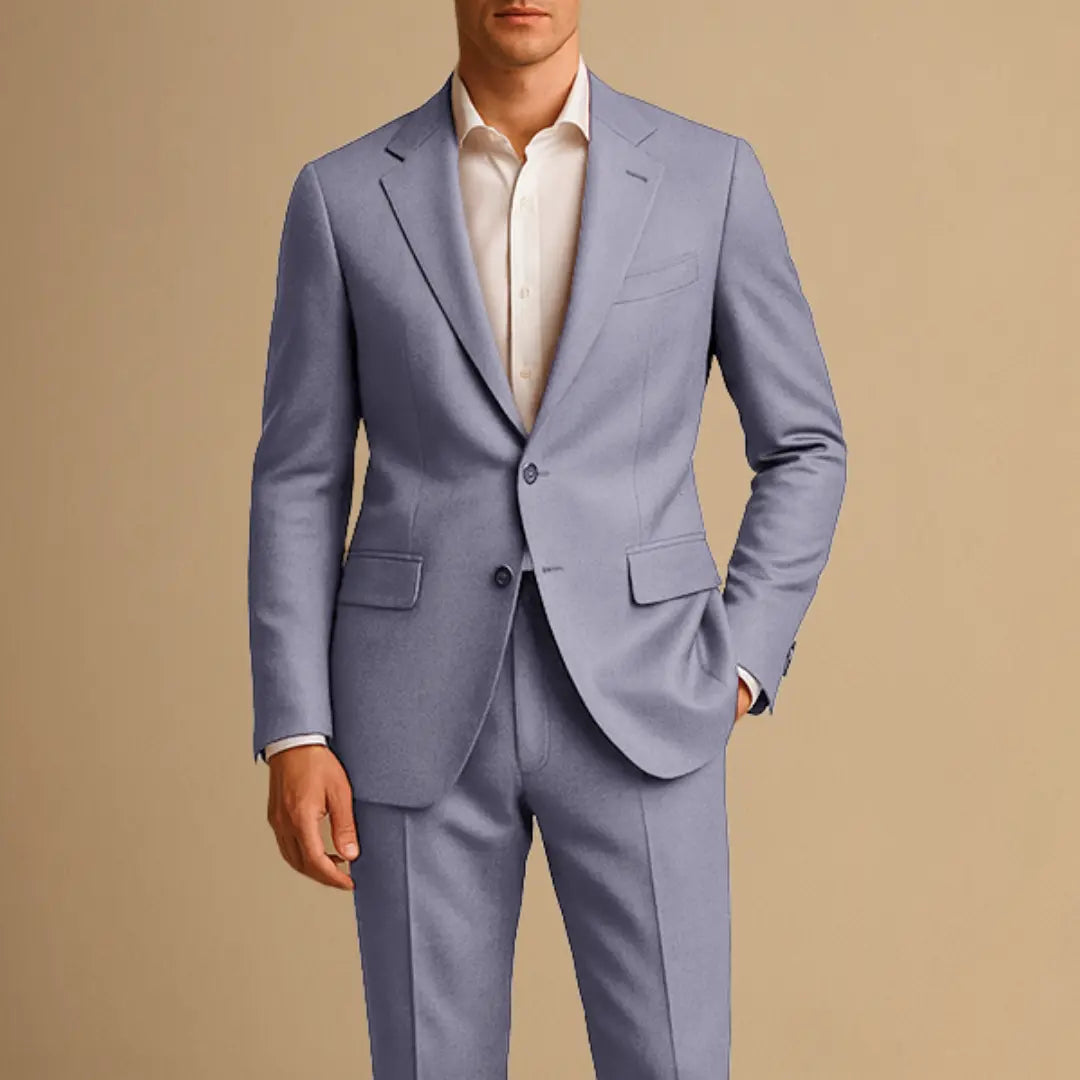 Slim Fit Single-Breasted Suit Set for Men