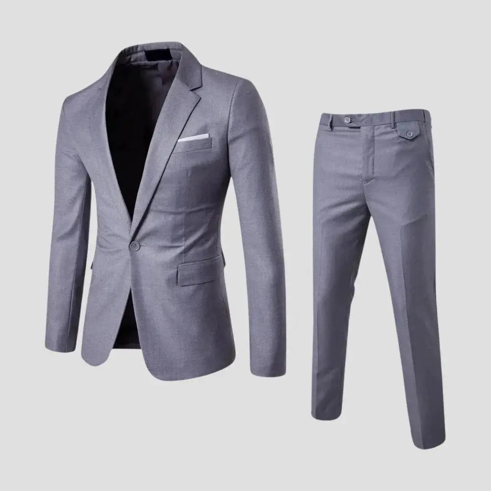 Slim Fit Single-Breasted Suit Set for Men