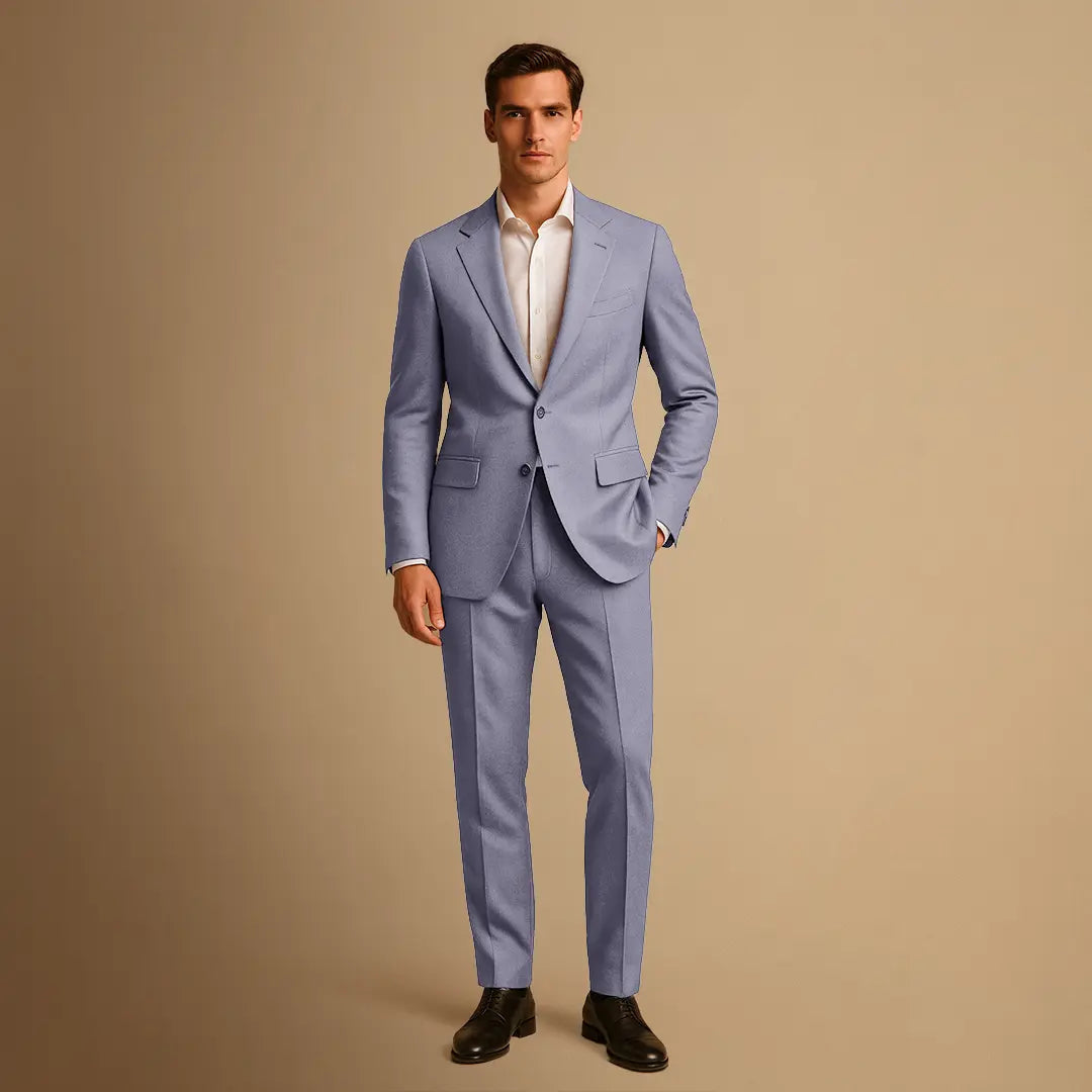 Slim Fit Single-Breasted Suit Set for Men