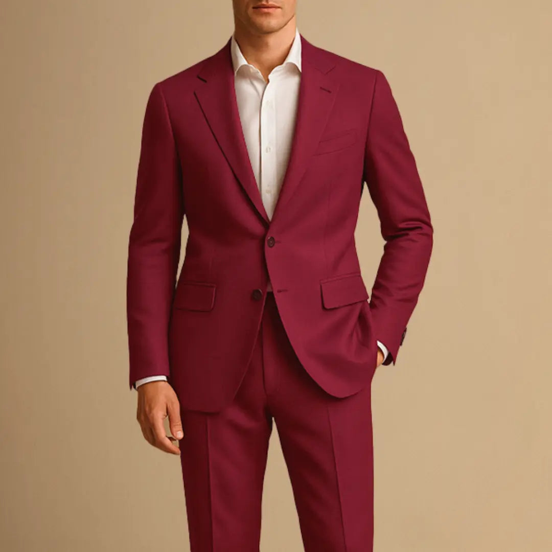 Slim Fit Single-Breasted Suit Set for Men