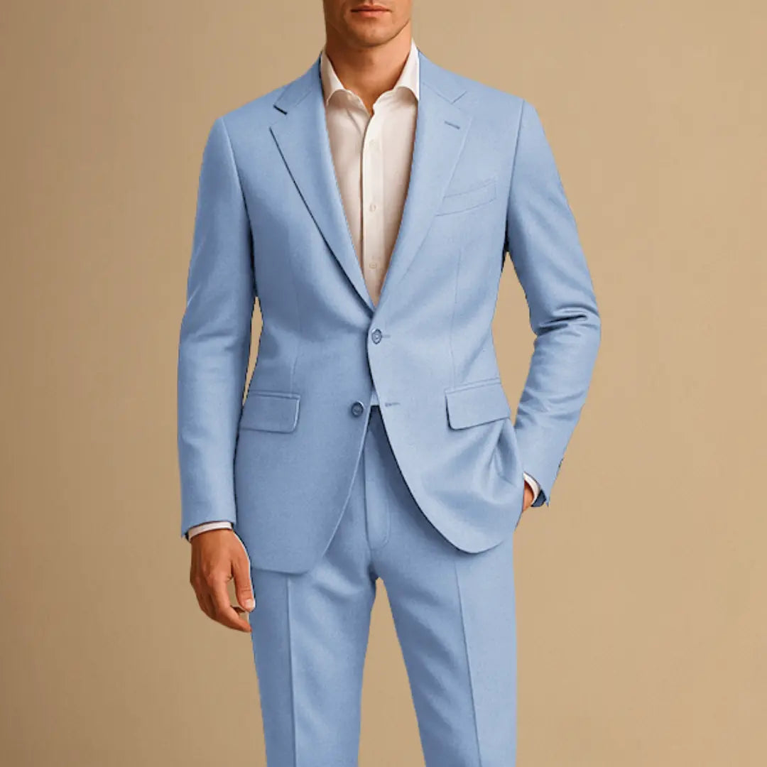 Slim Fit Single-Breasted Suit Set for Men