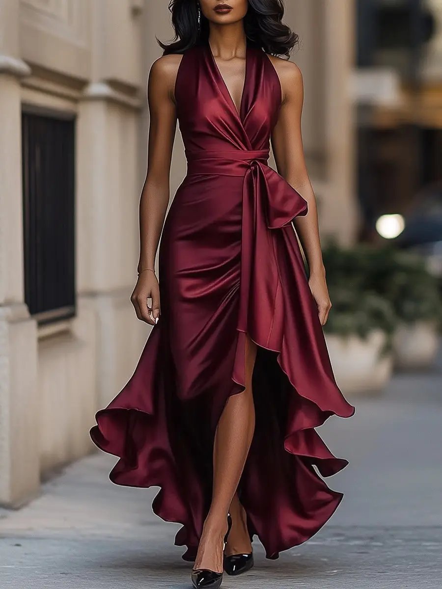 Halterneck Wrap Maxi Dress for Women
