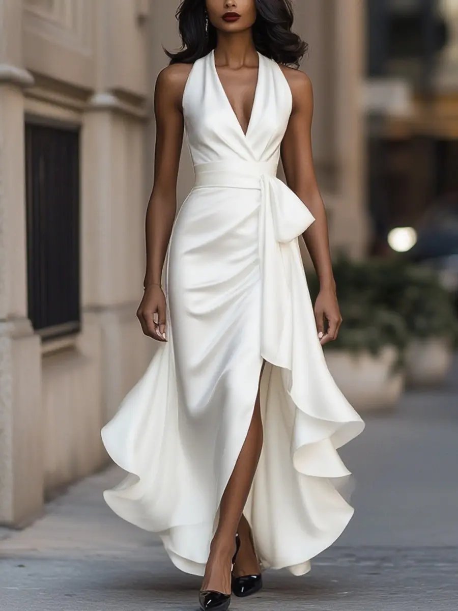 Halterneck Wrap Maxi Dress for Women