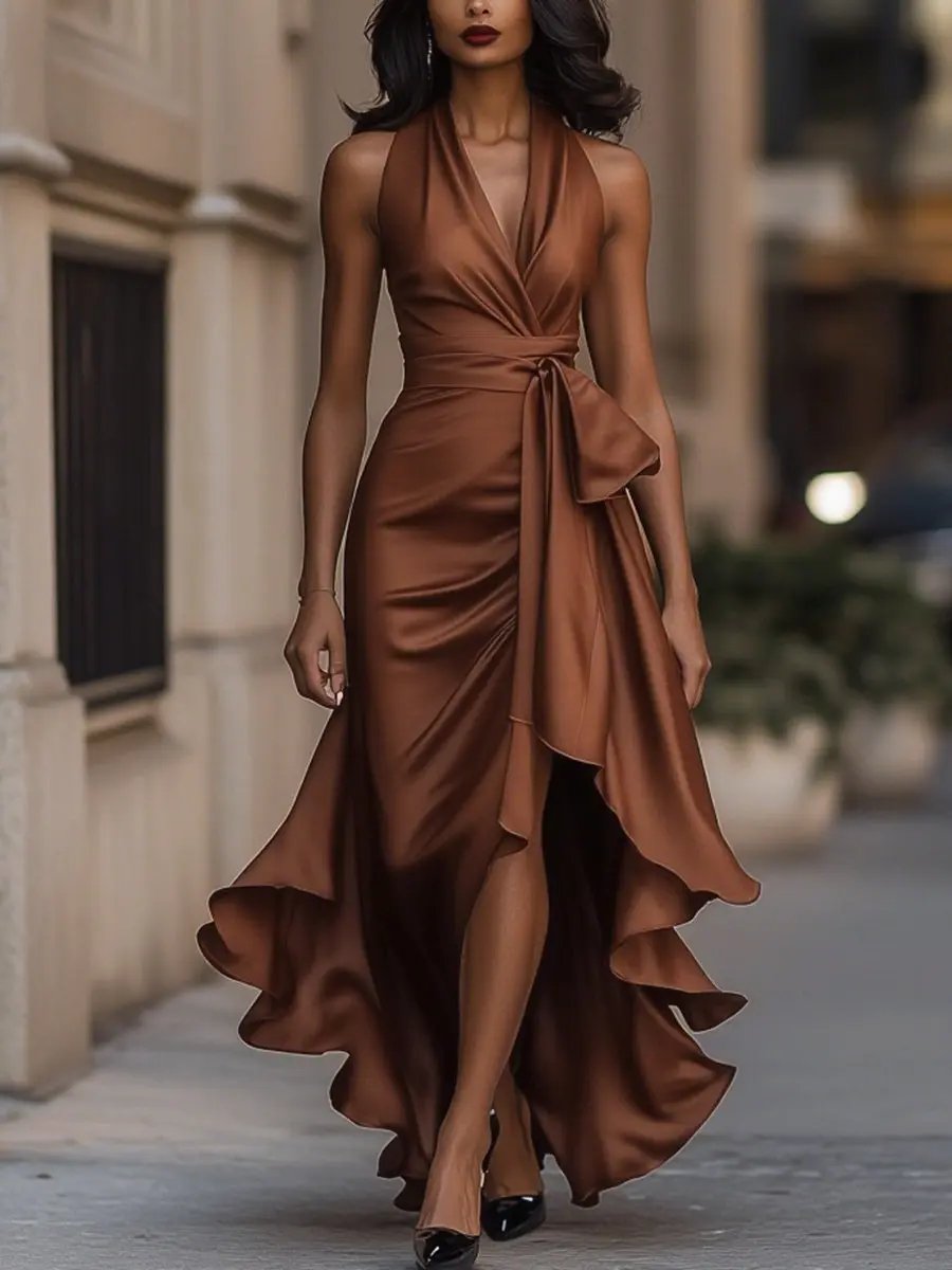 Halterneck Wrap Maxi Dress for Women