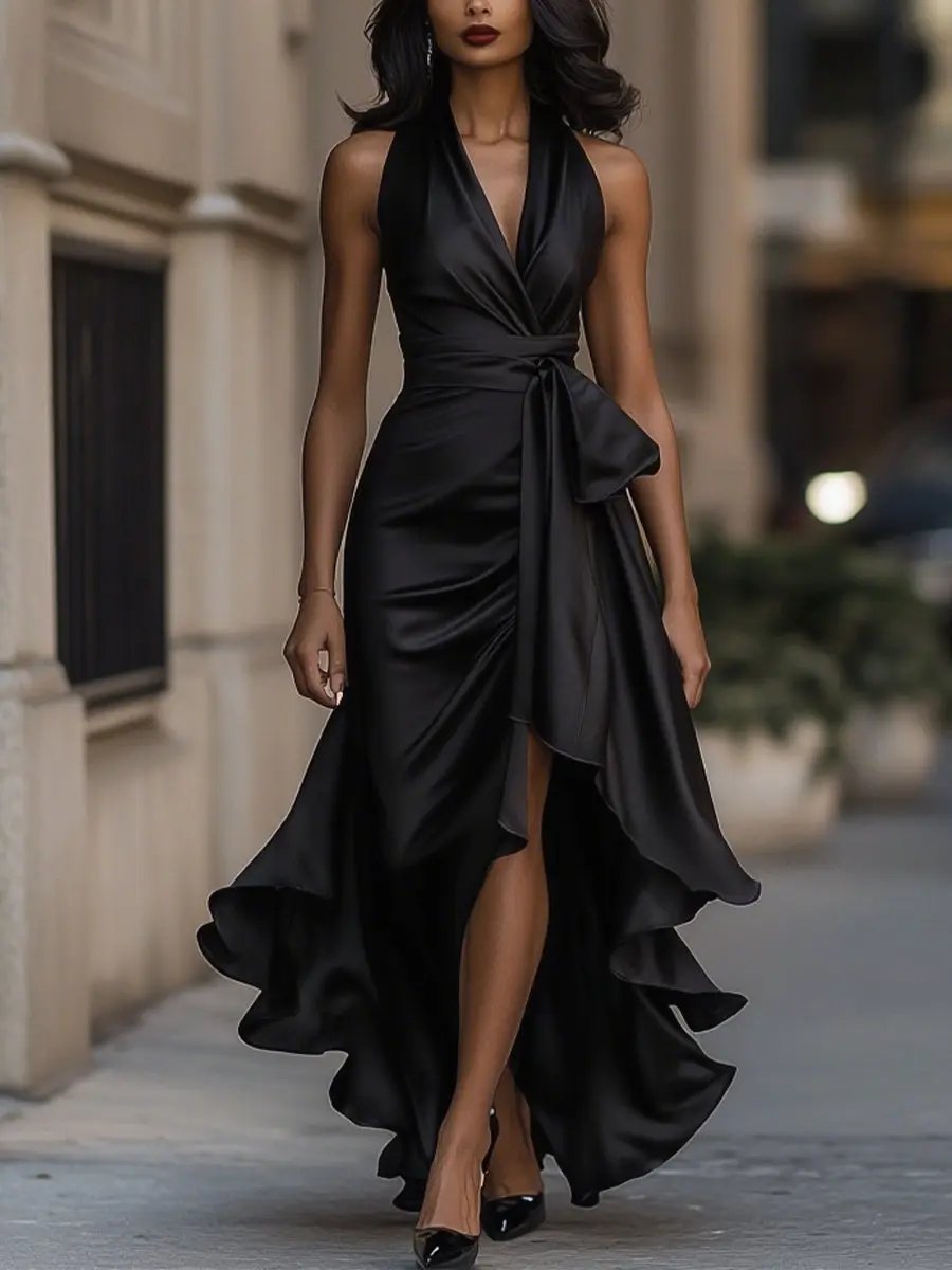Halterneck Wrap Maxi Dress for Women