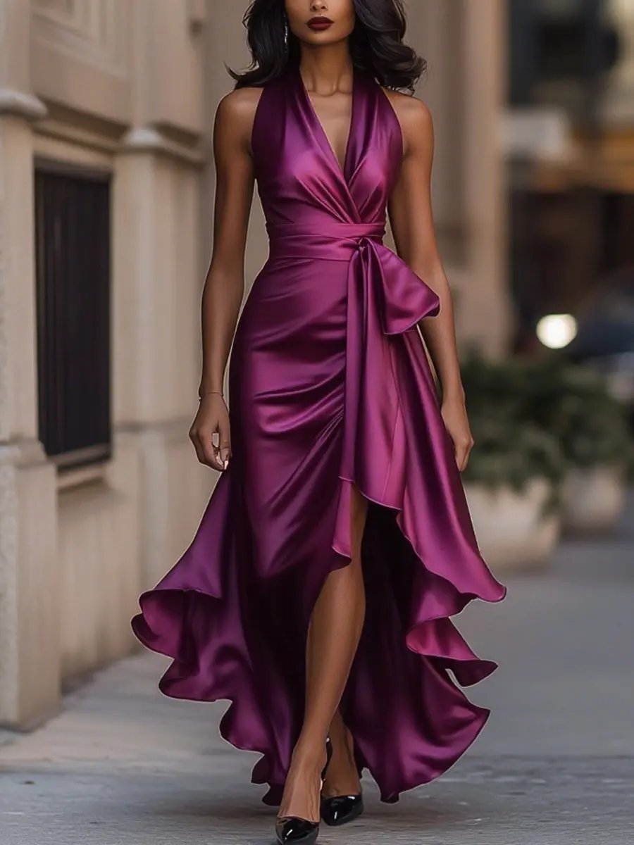 Halterneck Wrap Maxi Dress for Women