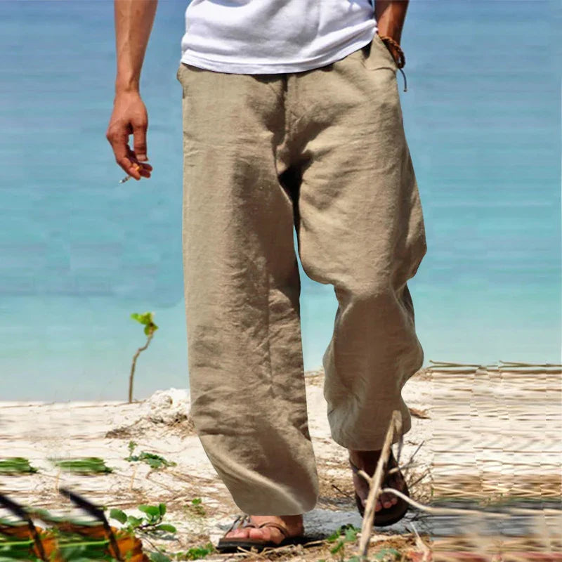 Linen Relaxed Fit Trousers for Men