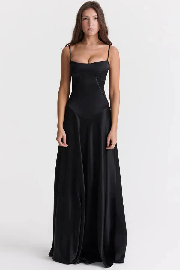 Spaghetti Strap A-Line Wedding Guest Maxi Dress for Women