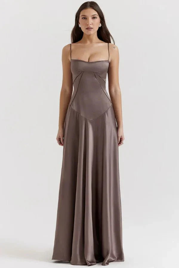 Spaghetti Strap A-Line Wedding Guest Maxi Dress for Women