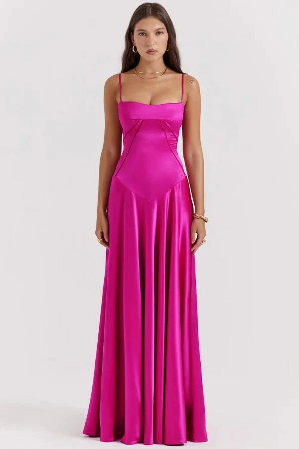 Spaghetti Strap A-Line Wedding Guest Maxi Dress for Women