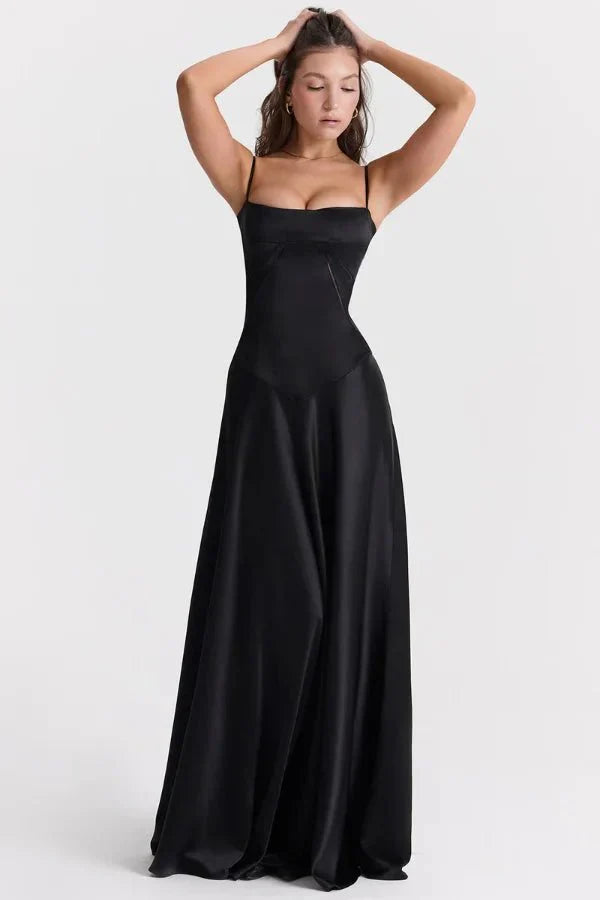 Spaghetti Strap A-Line Wedding Guest Maxi Dress for Women