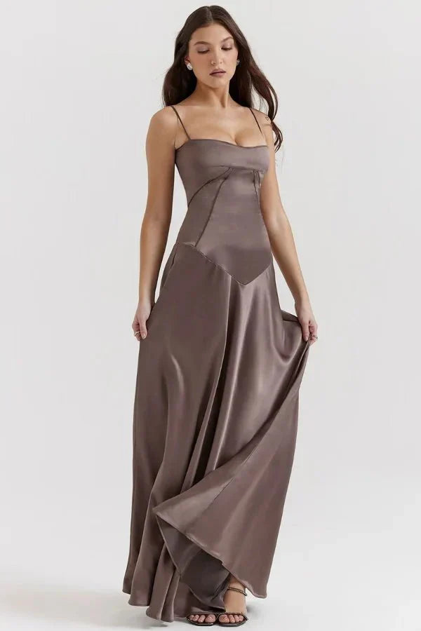 Spaghetti Strap A-Line Wedding Guest Maxi Dress for Women