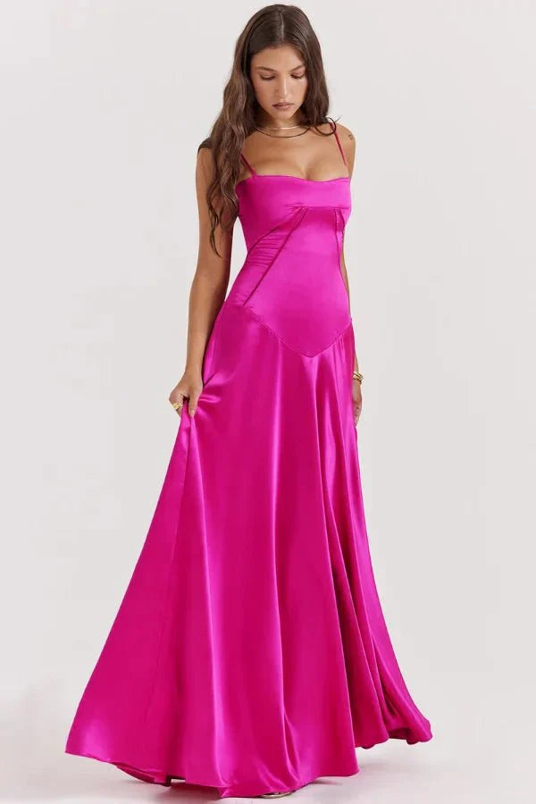 Spaghetti Strap A-Line Wedding Guest Maxi Dress for Women