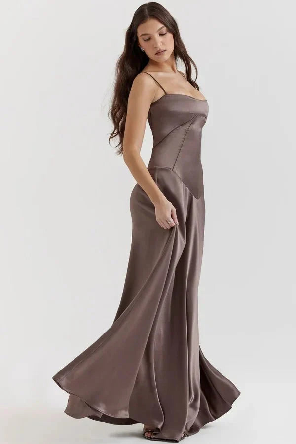 Spaghetti Strap A-Line Wedding Guest Maxi Dress for Women