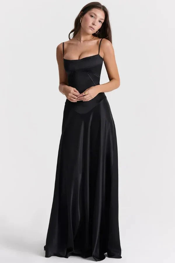 Spaghetti Strap A-Line Wedding Guest Maxi Dress for Women