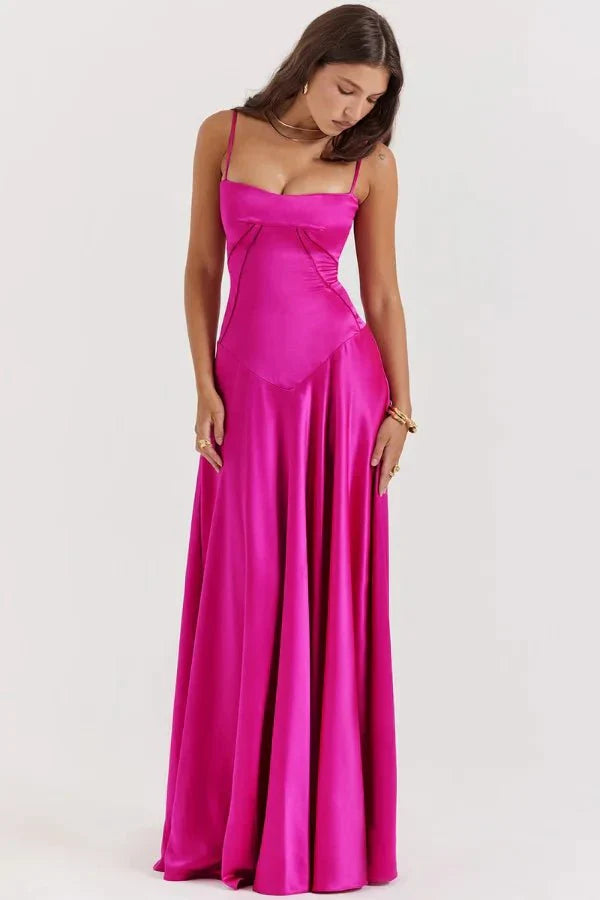 Spaghetti Strap A-Line Wedding Guest Maxi Dress for Women