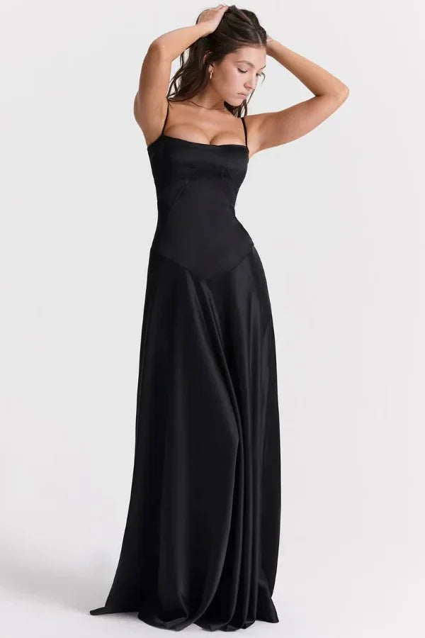 Spaghetti Strap A-Line Wedding Guest Maxi Dress for Women