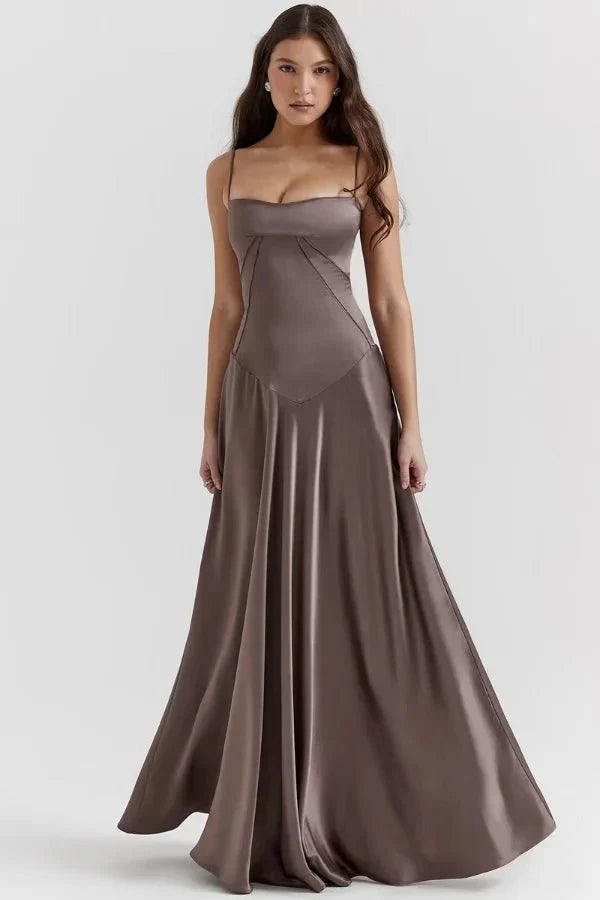 Spaghetti Strap A-Line Wedding Guest Maxi Dress for Women