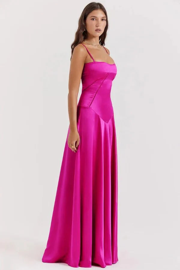 Spaghetti Strap A-Line Wedding Guest Maxi Dress for Women