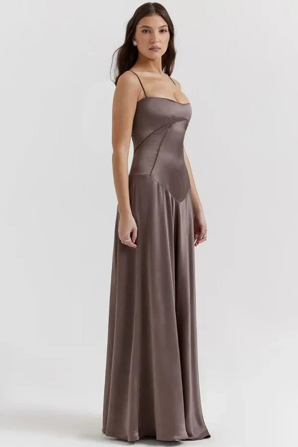 Spaghetti Strap A-Line Wedding Guest Maxi Dress for Women