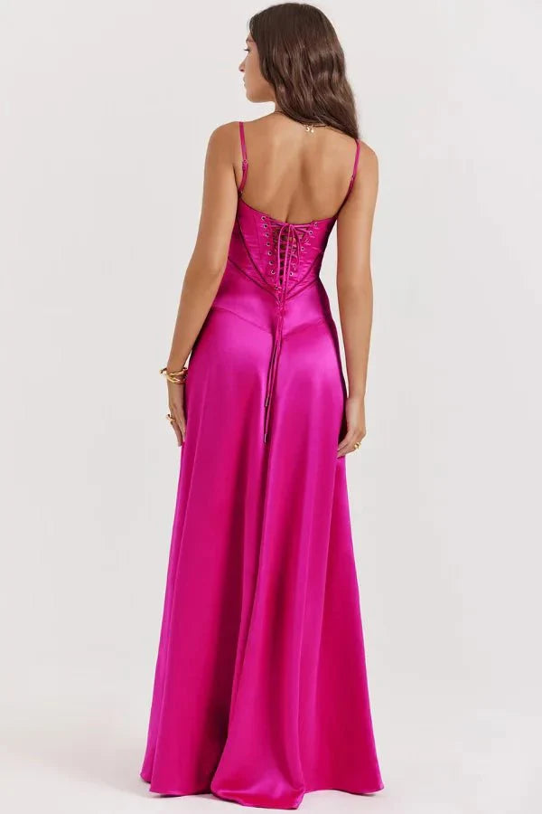 Spaghetti Strap A-Line Wedding Guest Maxi Dress for Women