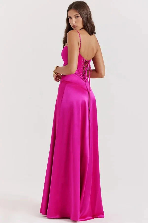 Spaghetti Strap A-Line Wedding Guest Maxi Dress for Women