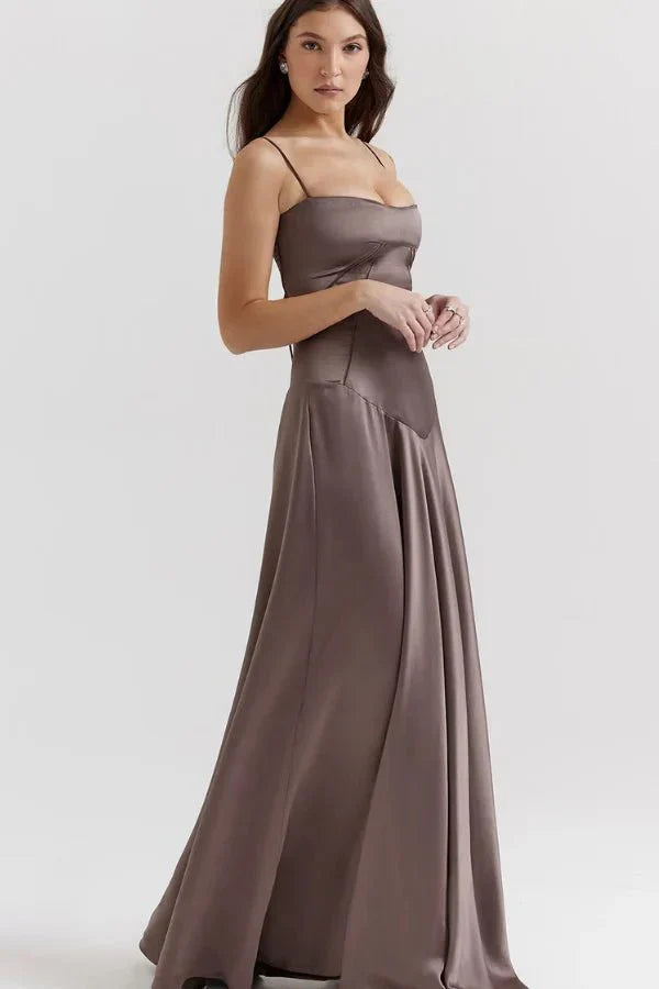 Spaghetti Strap A-Line Wedding Guest Maxi Dress for Women